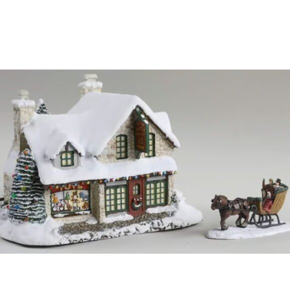 Hawthorn Village Thomas Kinkade Christmas Light Up Santa's Workshop - Picture 9 of 10